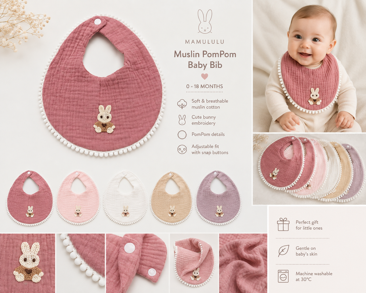 Bunny Muslin Bib Set β Soft Baby Bibs
