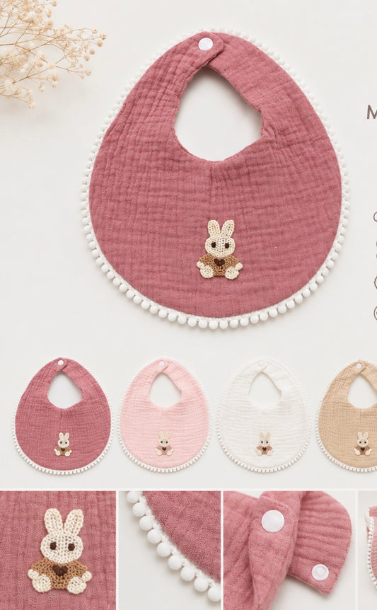 Bunny Muslin Bib Set – Soft Baby Bibs