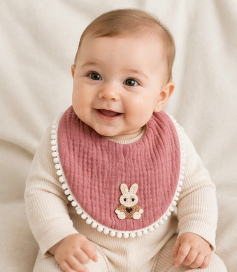 Bunny Muslin Bib Set – Soft Baby Bibs