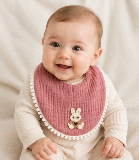 Bunny Muslin Bib Set – Soft Baby Bibs